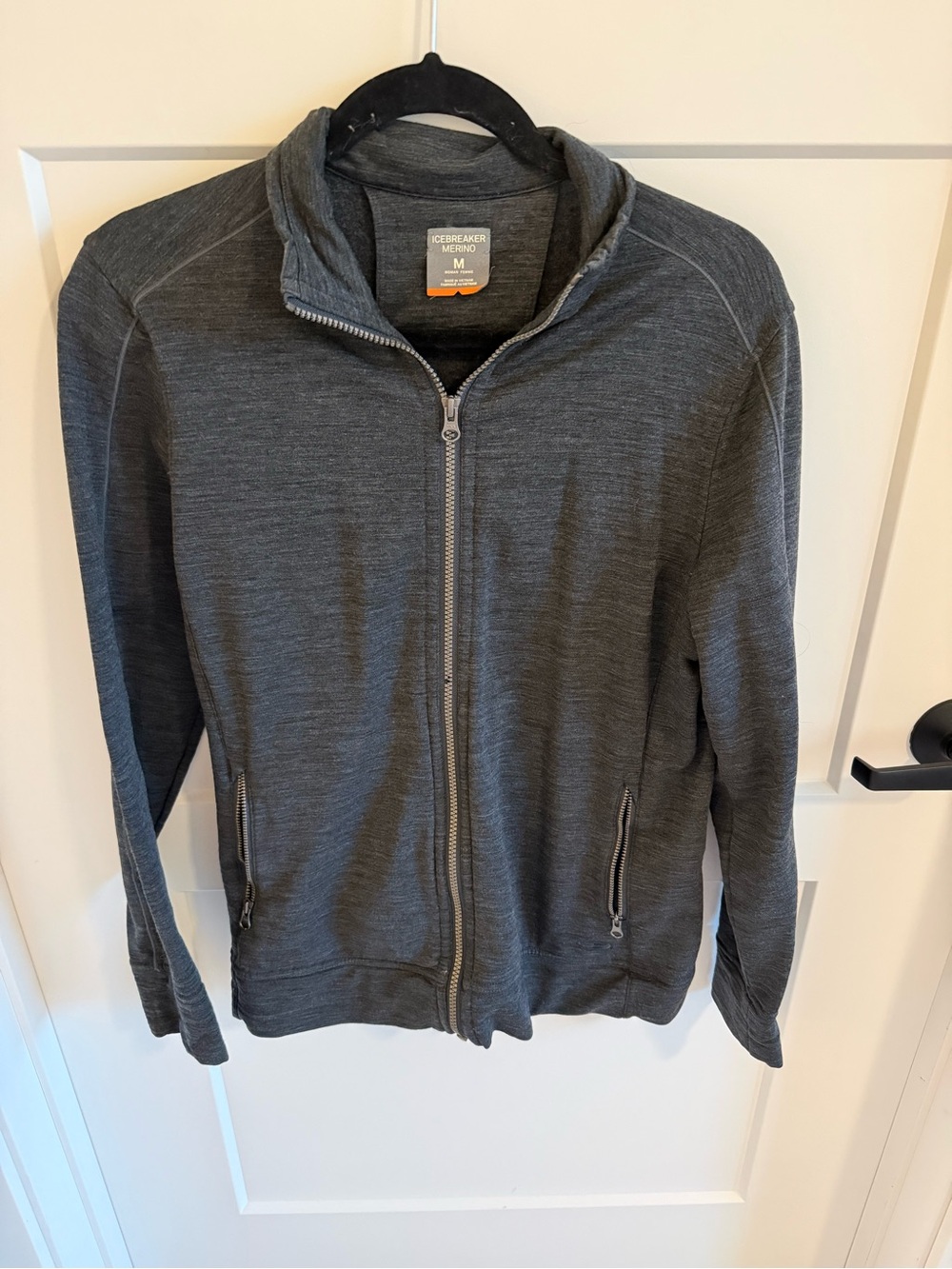 Icebreaker Merino Wool Full Zip Jacket Womens M Gray Lightweight Outdoor Layer
